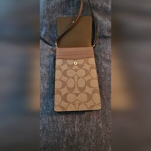 Coach Tan and Brown Crossbody Bag Signature Design